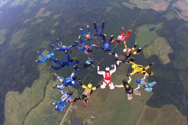 Big Group Of Sky Divers Wall Mural