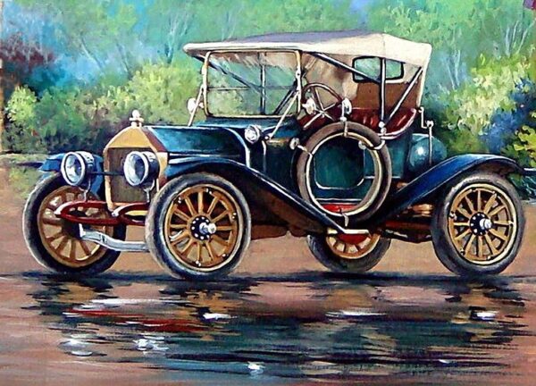 Antique Car on Canvas Painting Wall Mural