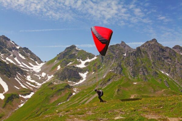 Paragliding In Swiss Alps Wall Mural