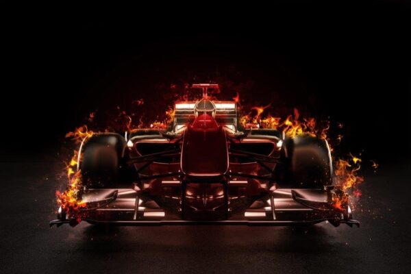 Hot Flaming F1 Sports Car Wall Mural