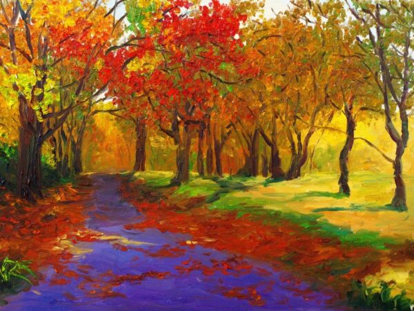 Magnificent Oil Painting Of Maple Wall Mural