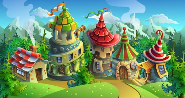 A Fairyland Bright Houses Wall Mural