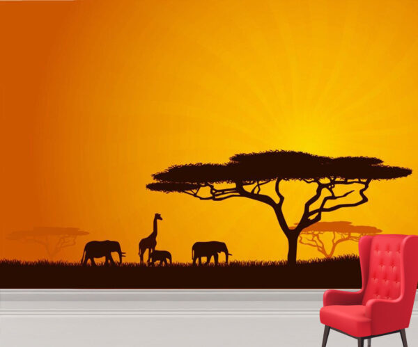 African Calm Wildlife Background Wall Mural