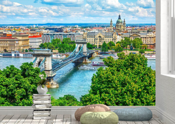 Big Chain bridge in Budapest City Wall Mural