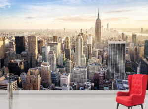 Famous New York City at Sunset Wall Mural