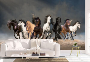 Herd of Horses Run in Dust Wall Mural