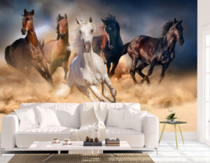 Horse Herd in Desert Wall Mural
