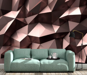 Rose Gold Low Polygonal 3D Wall Mural