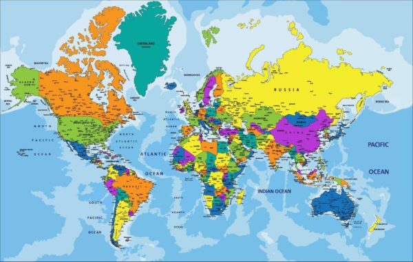 Political World Map Wall Mural