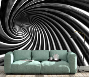 Dark Metallic Twist Spiral Tunnel 3D Wall Mural