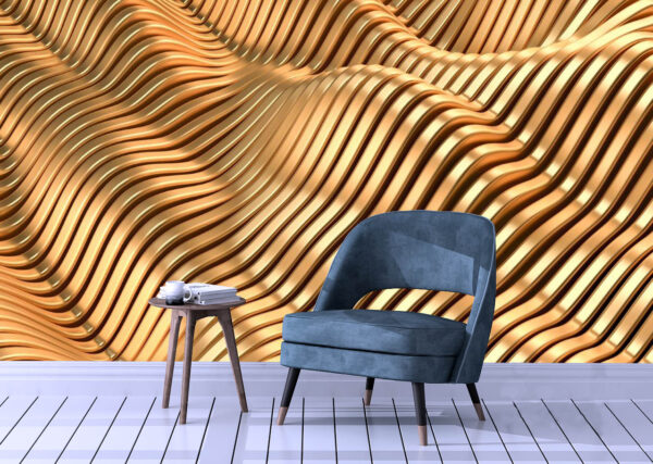 Metallic Waves 3D Wall Mural