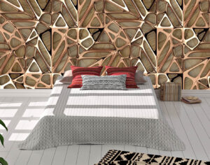 Red Gold Lattice 3D Wall Mural