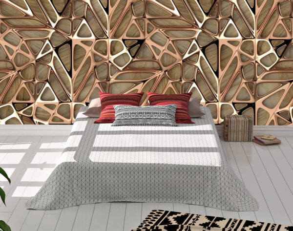 Red Gold Lattice 3D Wall Mural