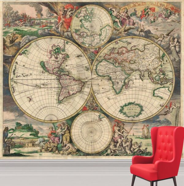 World Map of 1680 Wall Mural