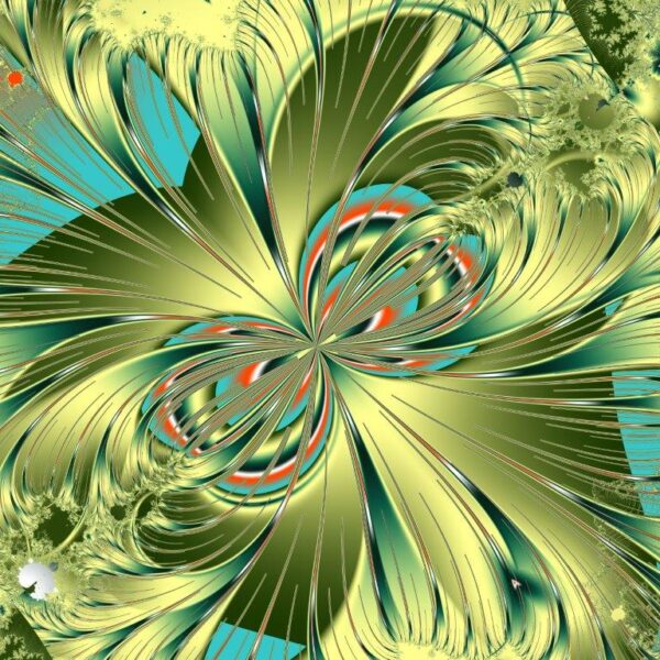 Fractal Green flower pattern Wall Mural - Image 2