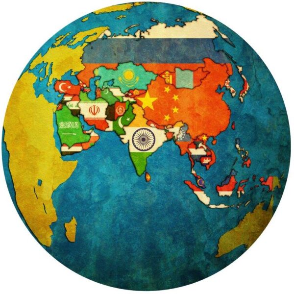 Bright Flags on Globe Map Wall Mural