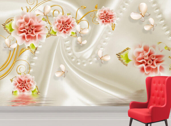 Red Jade Flower Wall Mural