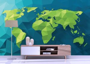 Vector Polygonal World Map Wall Mural