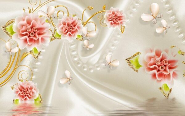 Light Red Jade Flower Wall Mural