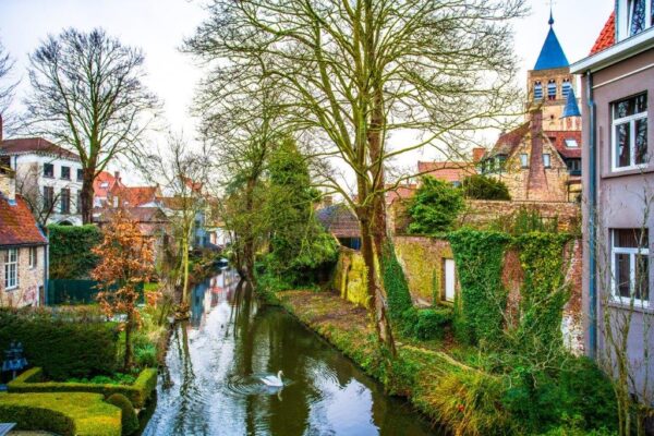 Calm Canal In Old Town Of Burgess Wall Mural