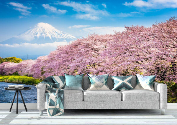 Mt. Fuji Love Cherry Blossom Wall Mural