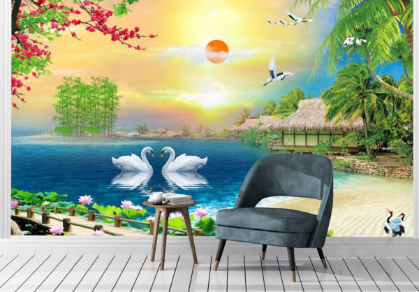 Romantic Serene Lake View Wall Mural