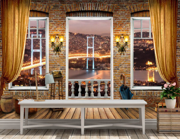 3D wallpaper design of istanbul bridge Wall mural