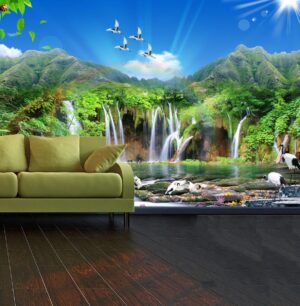 Amazing 3D Natural Waterfall View Wall Mural