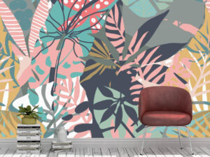 Seamless pattern with tropical plants Wall mural