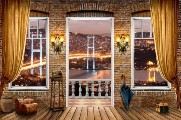 3D wallpaper design of istanbul bridge Wall mural