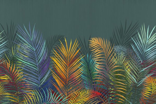 3D Tropical colored palm leaves Wall mural