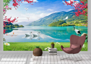 3D Beautiful Lake with Crane