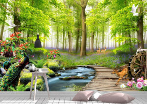 3D nature forest and animals wallpaper