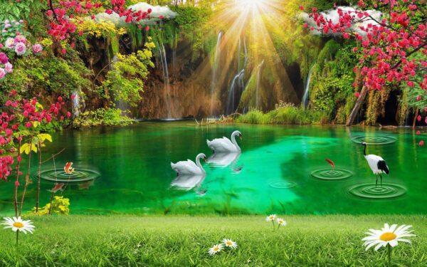 3D beautiful lake