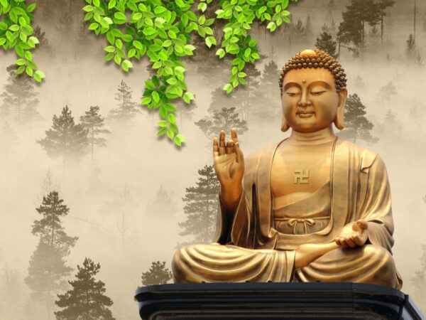 3D Illustration of Buddha Meditating Wall Mural - Image 2