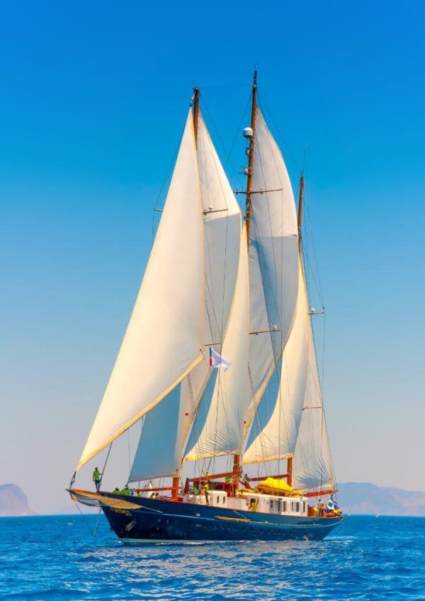 big 3 mast old classic wooden sailing boat