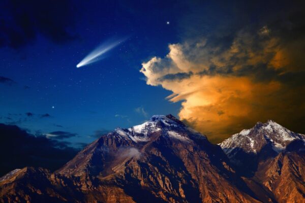 Shooting Star in Mountains