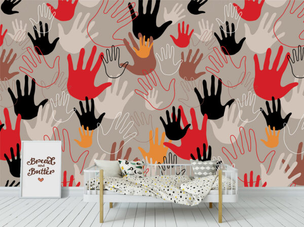 Colorful Family Hand Prints Wallmural