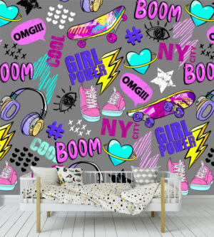 Colorful doodles Wall mural