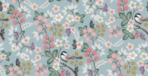 Floral pattern with cute birds