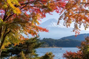 Mountain Fuji with lake kawaguchiko