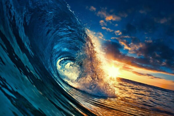 Ocean Sunset Wave Wall Mural