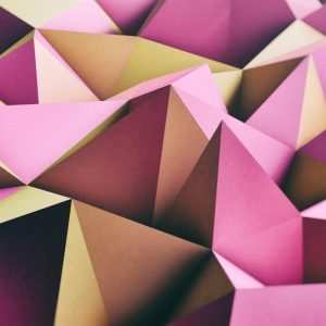 3D Pink and Yellow Low Polygonal Structure
